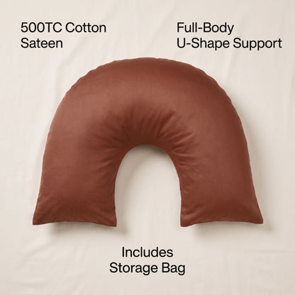 Cotton Sateen U-Shaped Body Pillowcase – 500TC Luxe Comfort