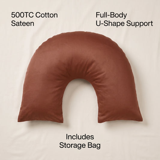 Cotton Sateen U-Shaped Body Pillowcase – 500TC Luxe Comfort