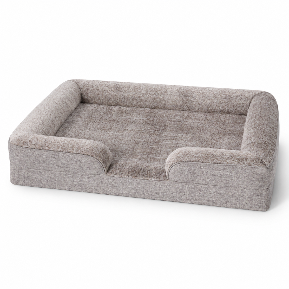 Husky Large plush bolster dog bed with a low front opening