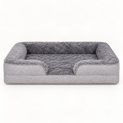 silver l plush bolster dog bed