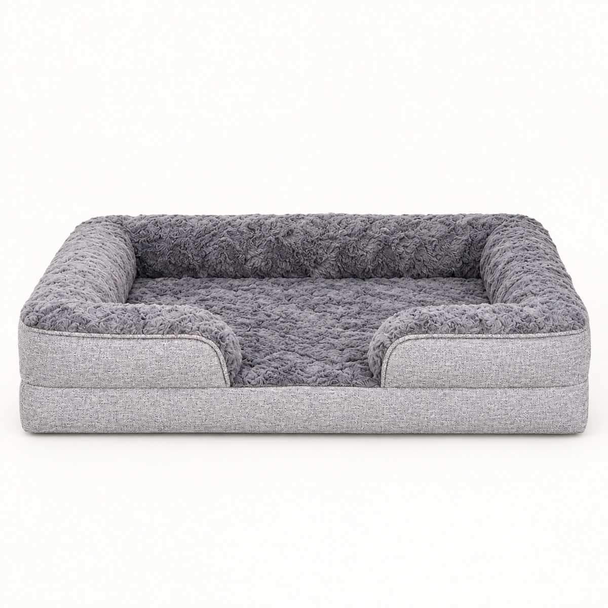 silver xl plush bolster dog bed