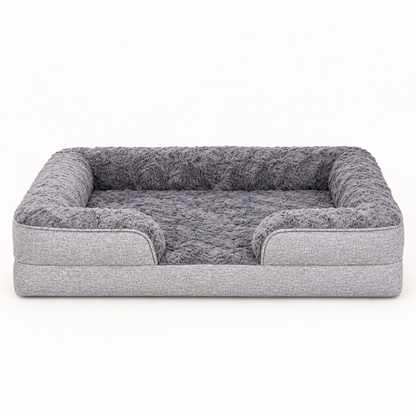 silver xl plush bolster dog bed