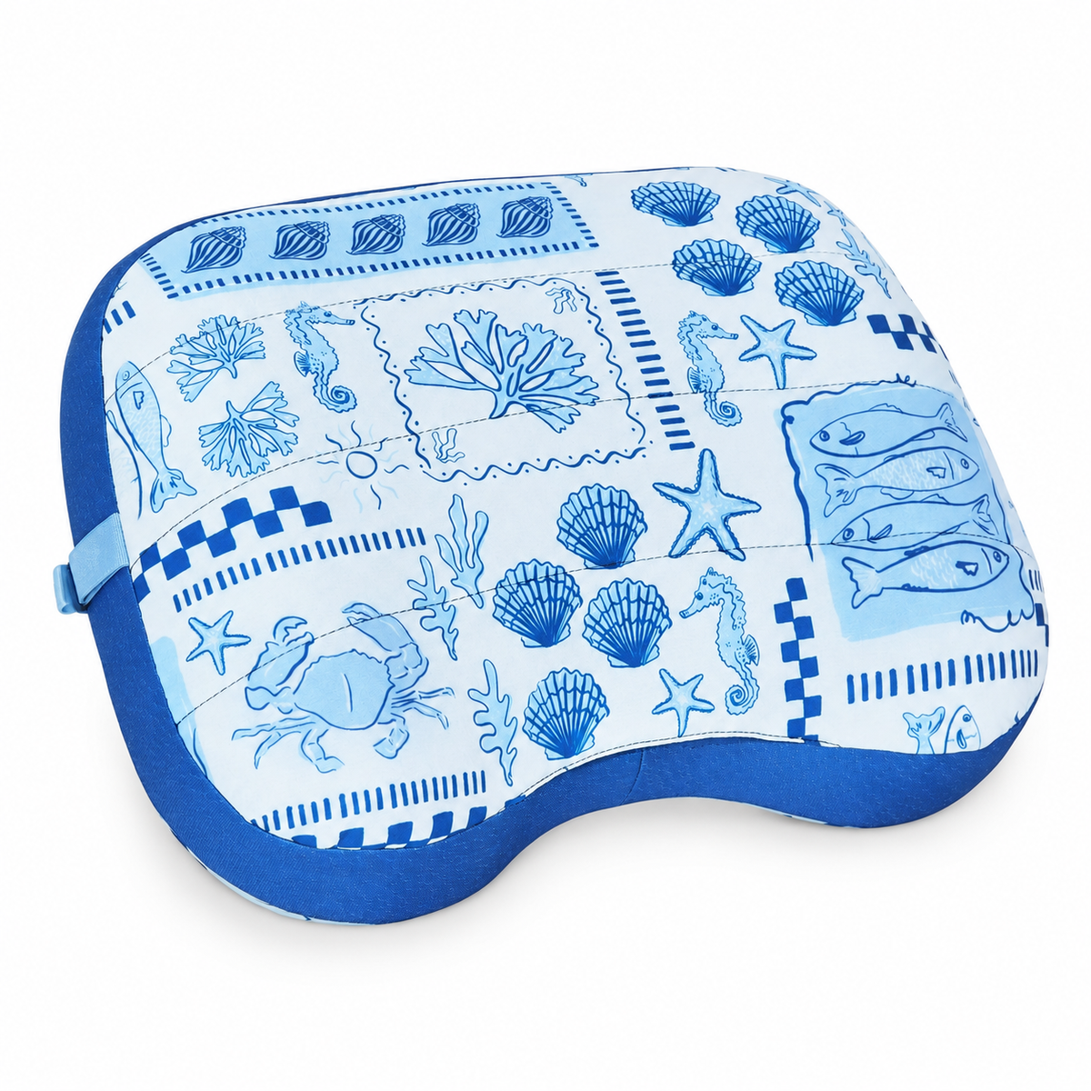Blue Coastal Print inflatable beach travel pillow