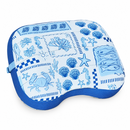 Blue Coastal Print inflatable beach travel pillow