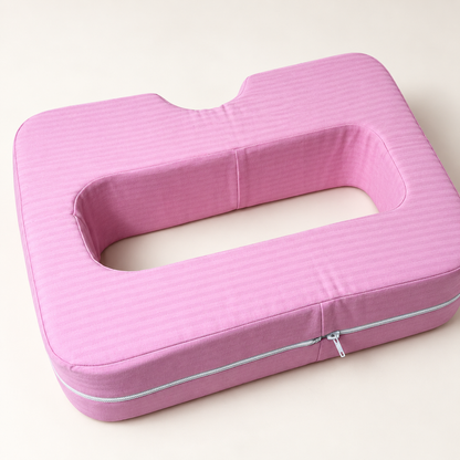 Pink cotton cover and removable cover zip detail