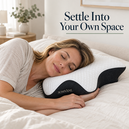 Somvane butterfly memory foam pillow in black — opening