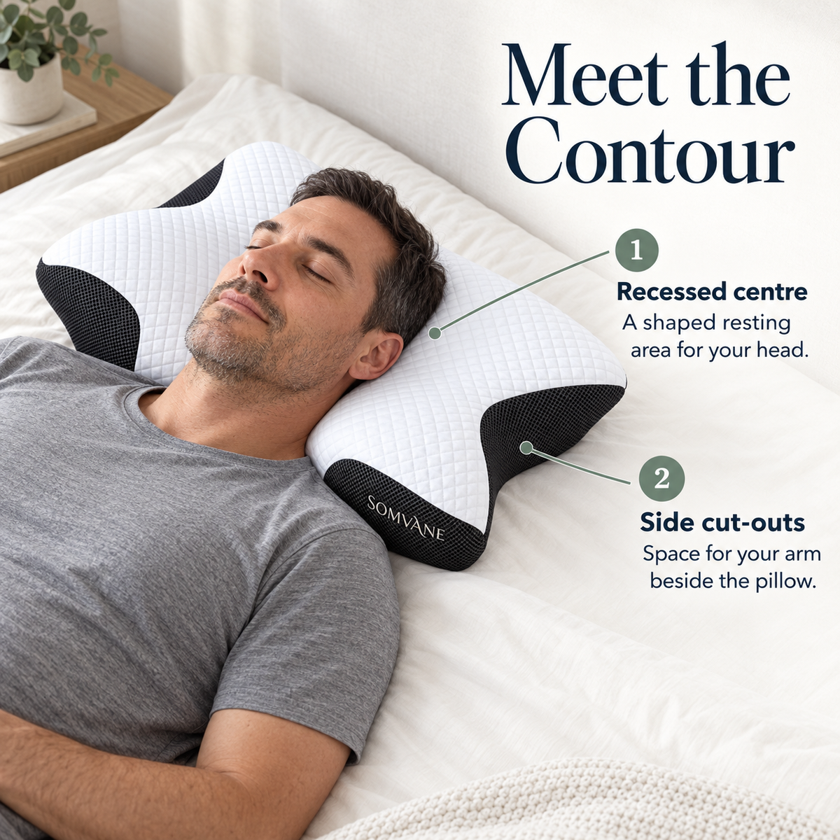 Somvane butterfly memory foam pillow in black — features