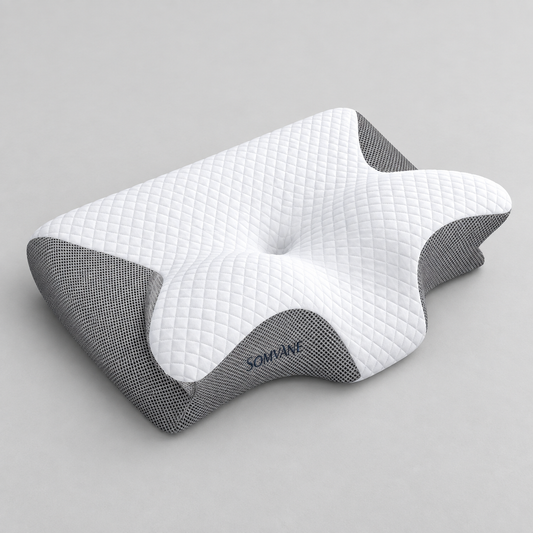 Somvane butterfly memory foam pillow in grey — clean hero
