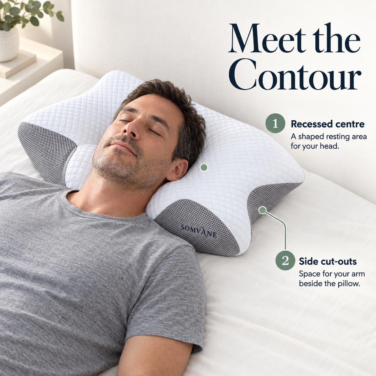 Somvane butterfly memory foam pillow in grey — features