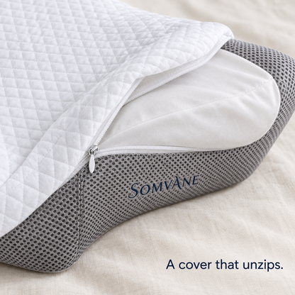 Somvane butterfly memory foam pillow in grey — cover detail