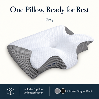 Somvane butterfly memory foam pillow in grey — size contents