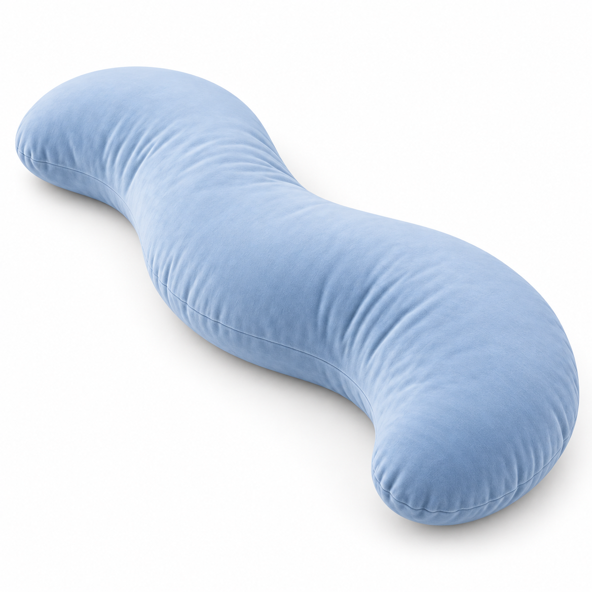 Blue curved body pillow with cotton cover