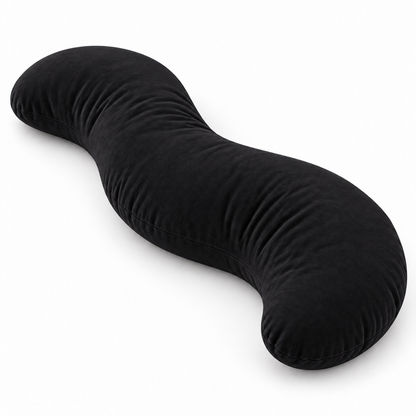 black curved body pillow with cotton cover