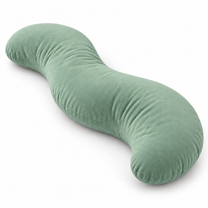 green curved body pillow with cotton cover