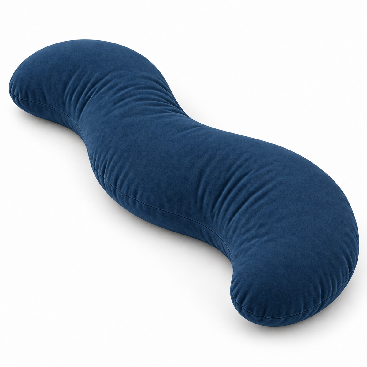 navy blue curved body pillow with cotton cover