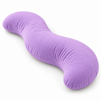 purple curved body pillow with cotton cover