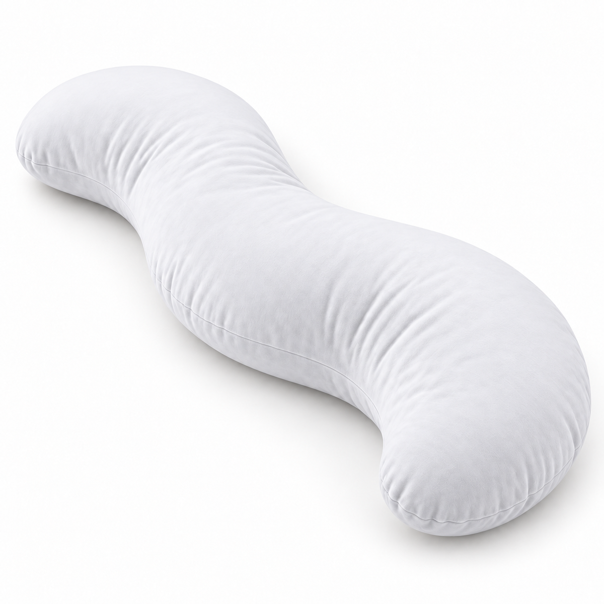 white curved body pillow with cotton cover